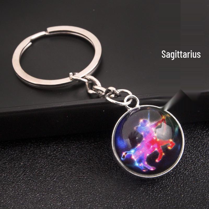 Spherical Luminous Crystal Zodiac Keychain - Virgo & Leo