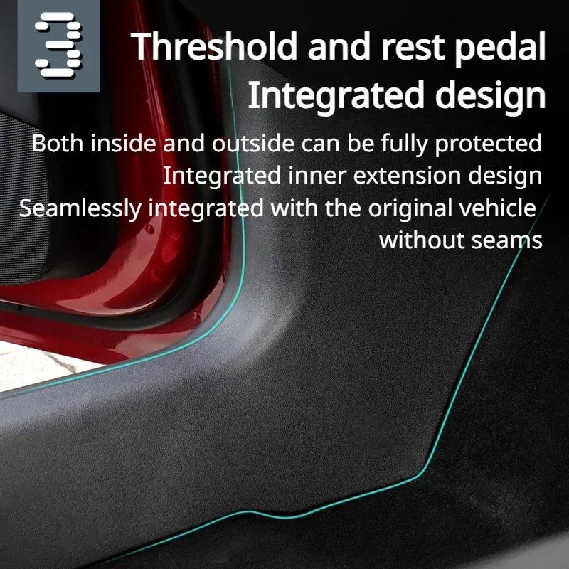 For Tesla Model 3+ Highland Front Car Door Sill Edge Protective Strips Welcome Pedal Threshold Strip Central Control Side Guards