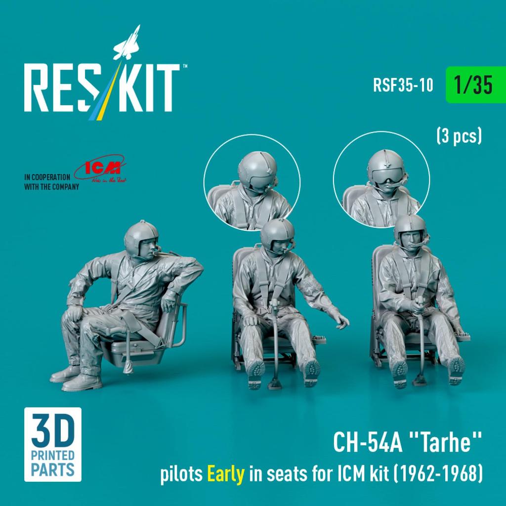Reskit 1/35 CH-54A Tarhe Crew with Seats, Early 1962-1968, Set of 3 (for ICM), Plastic Model Kit Parts, RSKF35-0010 (Airplane)