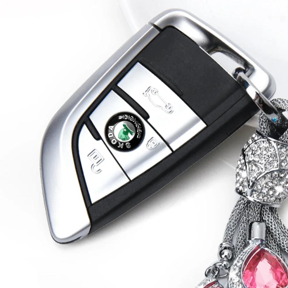 2025 New 10/20Pcs 14mm Car Key Emblem Stickers Auto Control Key Logo Decal For Skoda Octavia Rapid Fabia Yeti Superb A5 A7 VRS V