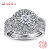 Lindon Classic 925 Sterling Silver Zircon Ring Ladies Jewelry Wedding Promise Party Gift