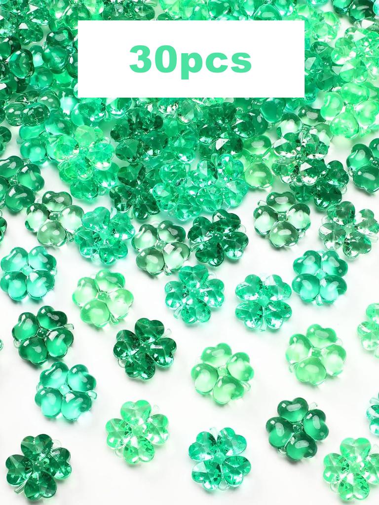 Non-Toxic 30/50Pcs Green Acrylic Lucky Leaf Ornaments St Patricks Day Shamrock Decor Vase Filler Table Scatter