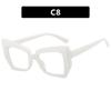 Retro Color-blocking Cat-eye Polygon Anti-Blue Light Women's Eyeglass Frame with Flat Lenses