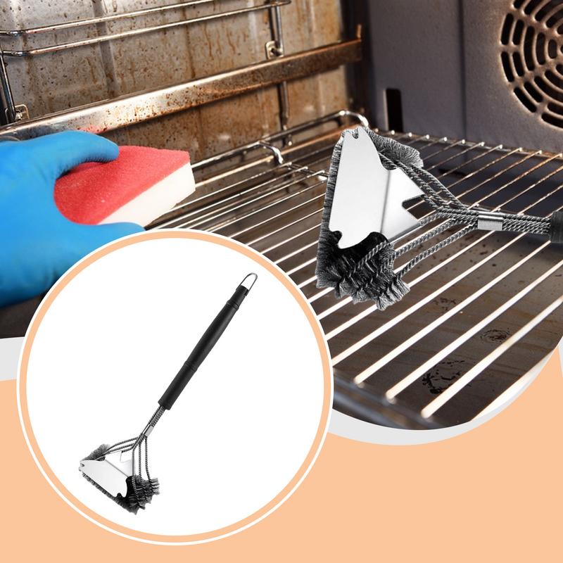 Щетка для гриля барбекю из нержавеющей стали, очиститель для гриля барбекю для улицы, скребок, аксессуары для гриля, эргономичная, легкая