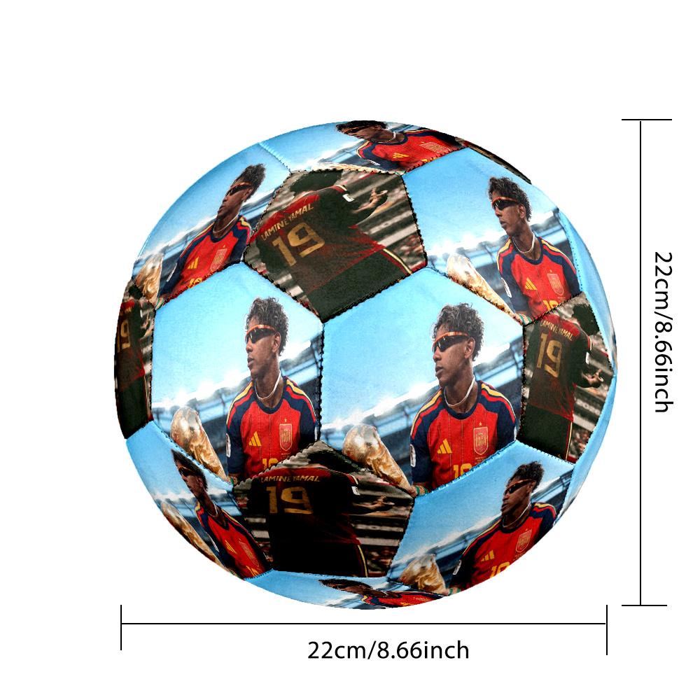 Lamine Yamal 19 World Cup Champion Celebration Size 5 Soccer Ball Machine Sewn Indoor/Outdoor Universal Football Ideal for Soccer Enthusiasts