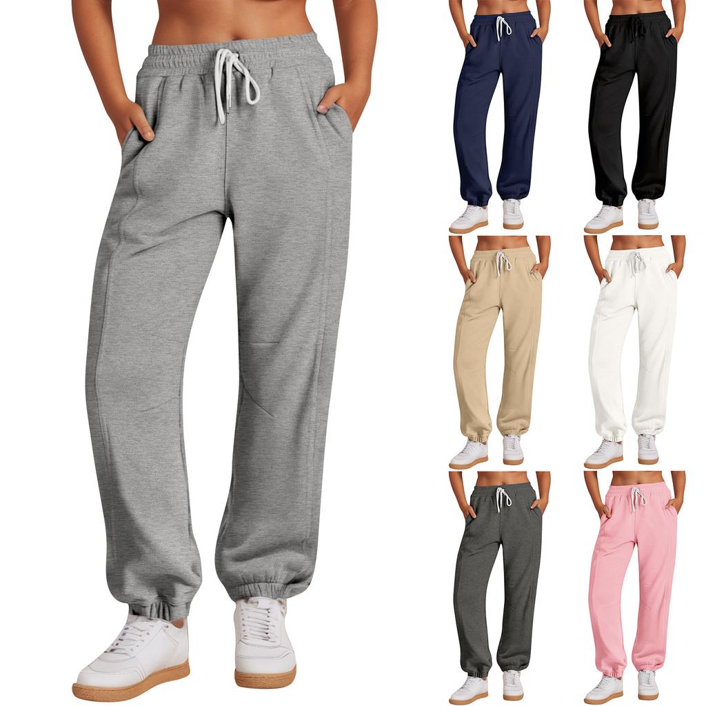 Women's Fashion Casual Solid Color Drawstring Sweatpants