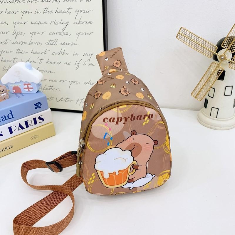 Cartoon Fun Capybara Kids Shoulder Bags Printed Animal Nylon Play Use Daily