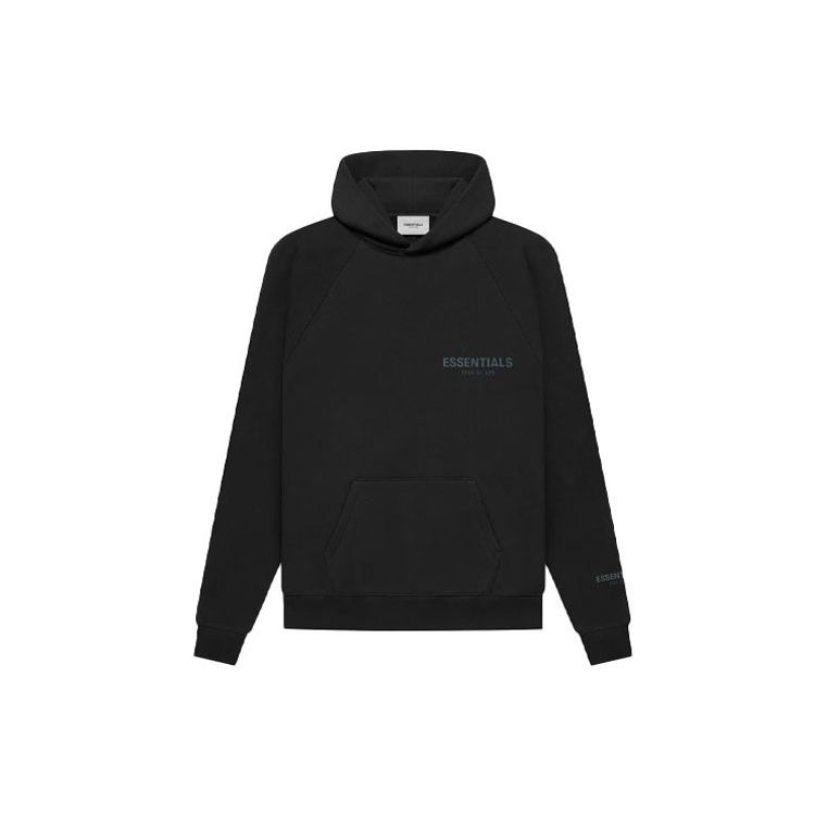 Fear of God Essentials Fleece-Lined Hoodie With Letter Print Unisex Sweatshirt Black FOG-FW21-156