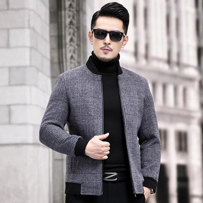 Осенне-зимняя мужская куртка, новое шерстяное пальто из хлопка и кашемира, модный воротник-стойка, повседневная одежда для пап среднего возраста