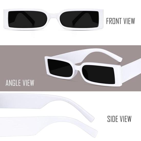 Sheomy Unisex Combo предлагает набор из 5 очков Black Candy MC stan Rectangle Retro Vintage Narrow Sunglasses Women::Мужчины