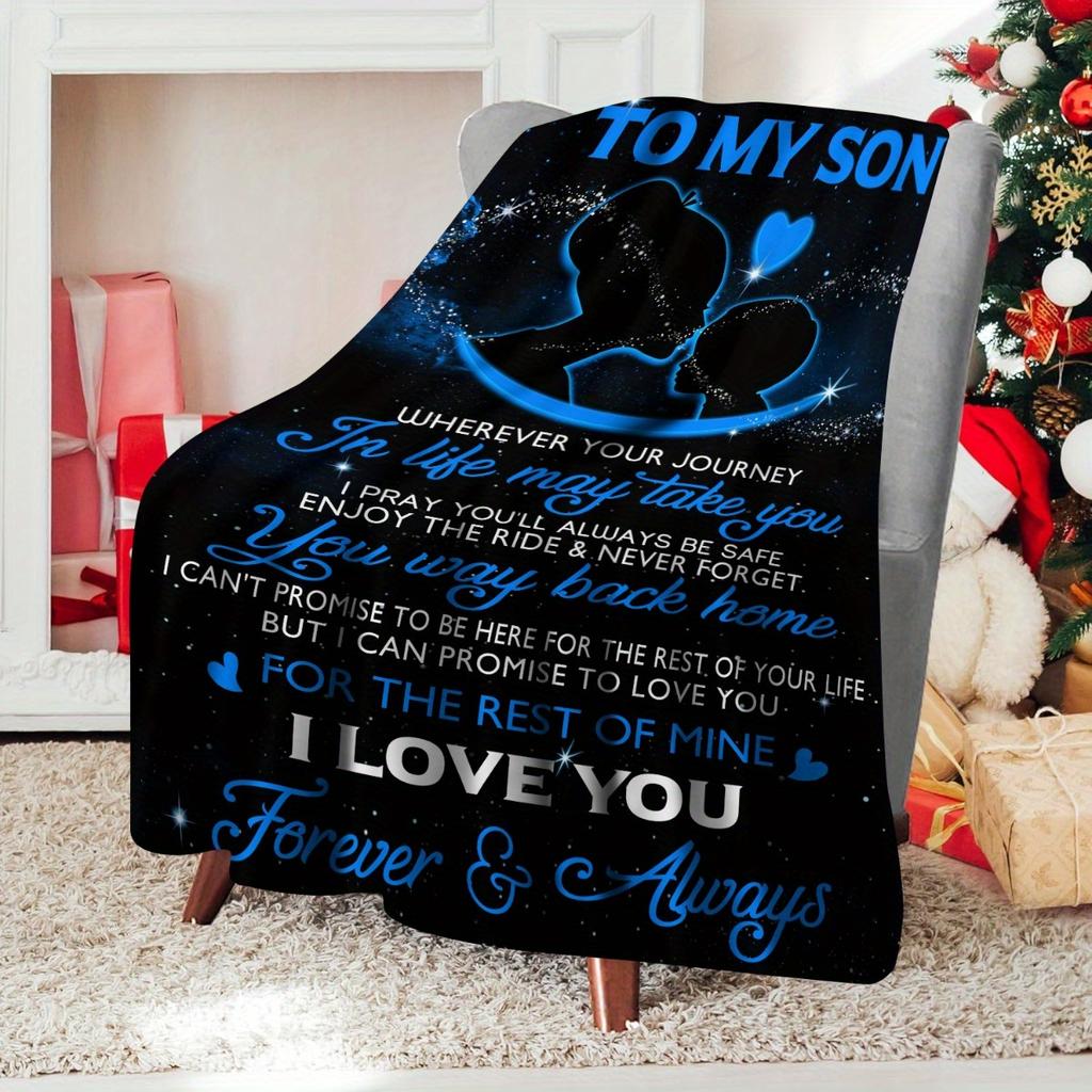 Mother to Son Flannel Blanket – Inspirational Starry Night Design – Heartfelt Gift Throw – Soft All-Season Comfort Keepsake