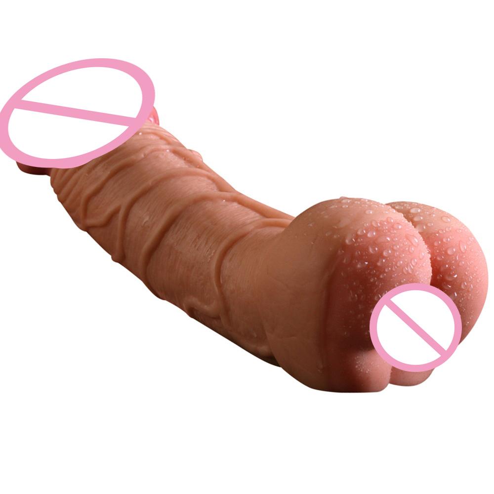 Silicone Condom Penis Enlarger Sleeve Big Dildo with Soft Vagina Flexible Penis Dick Men Masturbator Female Masturbation