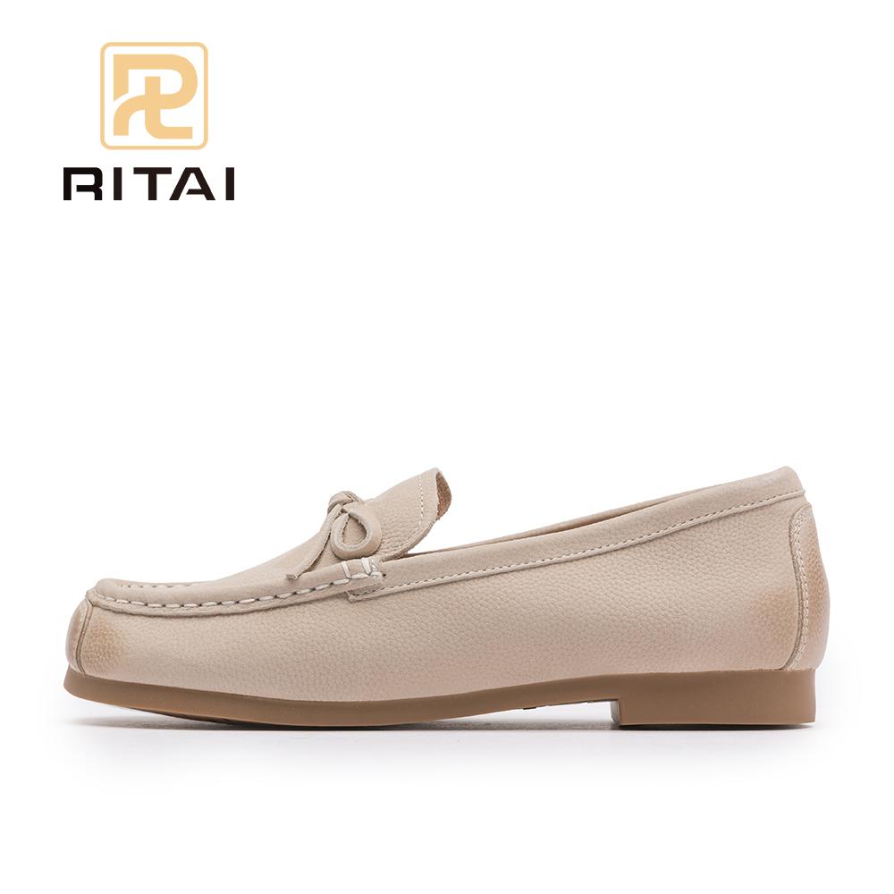 Женские мокасины из натуральной кожи с круглым носком, без застежек, винтажная удобная повседневная обувь