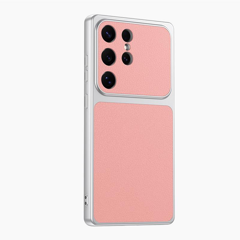 Ударопрочный чехол для Samsung Galaxy S26 S25 S24 S23 S21 Fe S22 Ultra Plus Защита камеры Кожаная текстура Гибридная жесткая крышка из поликарбоната
