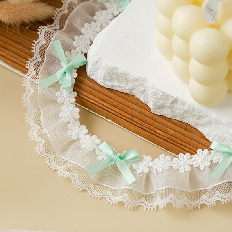 1 ярд Кружевные края Ручная работа Двухслойное кружево Аксессуары для одежды Кружево с бантом-бабочкой Милая DIY Лента Отделка Лента 3,8 см шириной