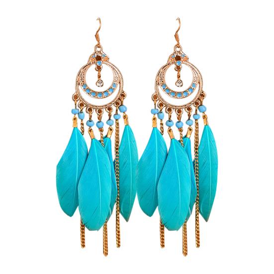 1 пара женских серег-подвесок в богемном стиле, этнические серьги с синтетическими перьями, изысканные женские серьги-подвески