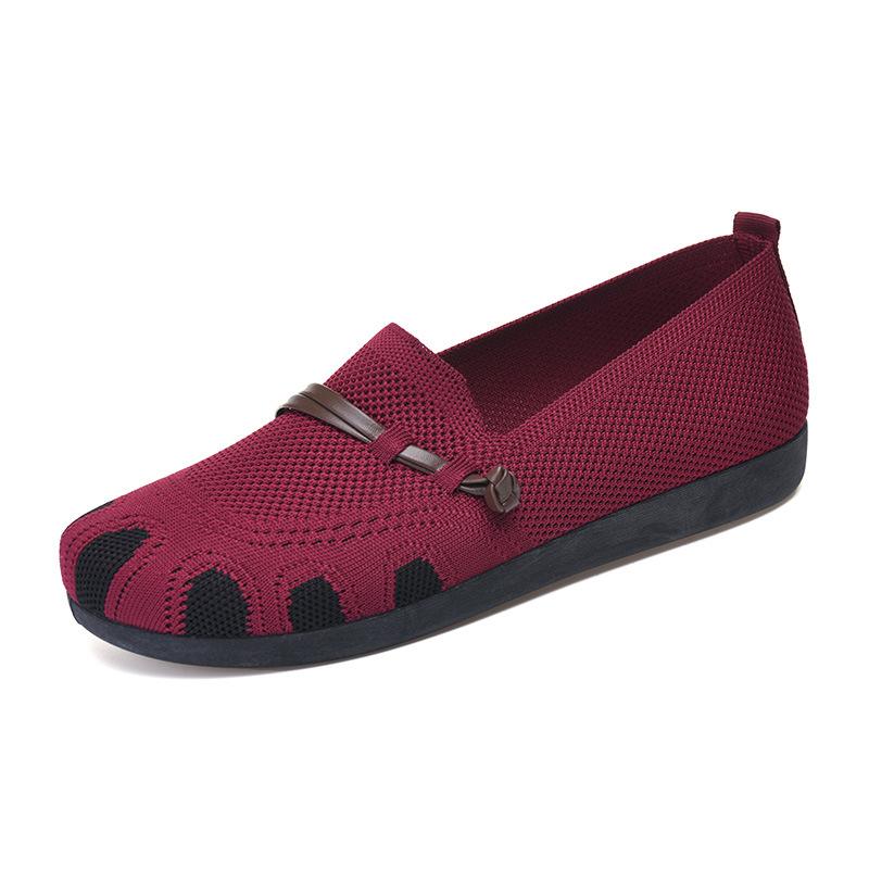 Comfortable Walking Shoes for Elderly Women Soft Sole Slip-on Flats Anti-fatigue Casual Loafers