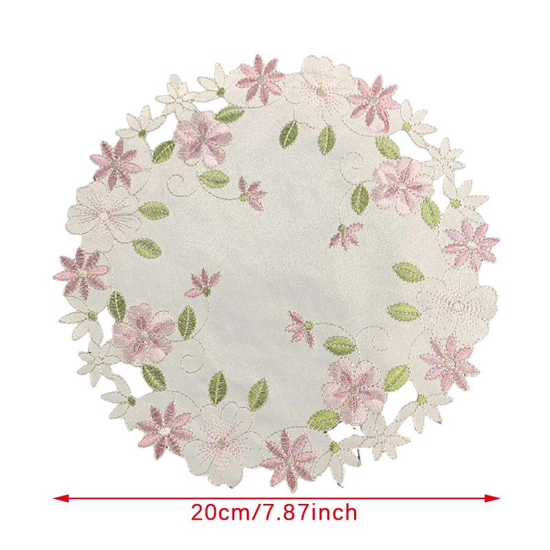 Подставка под тарелку с вышитым цветком розы, подставка под чашку, коврик для стола, кухонный инвентарь