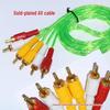 Three-to-Three Transparent Medium Green Flat Head AV Cable - 6-Head Audio Video Speaker Connector
