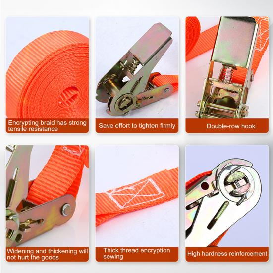 Стяжные ремни с крюком, высокая грузоподъемность, двойной J-образный крюк, широко используемый храповой ремень, крепежные ремни, аксессуары