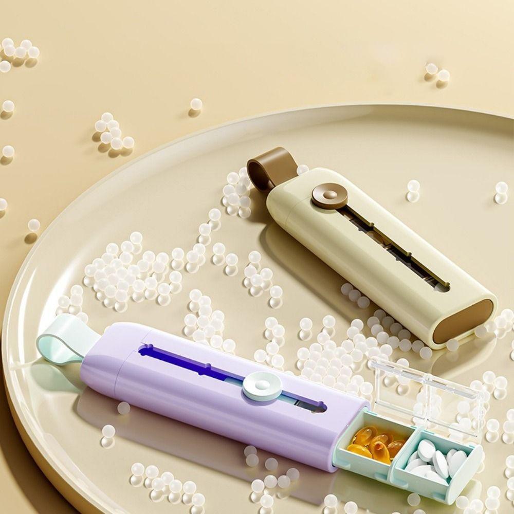 Portable Plastic Divided Pill Box Push Pull Style with Lid Pill Storage Box 3 Grids Pill Dispenser Travel