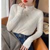 Осенне-зимний свитер с высоким воротом для женщин, модный облегающий теплый пуловер, свитера для женщин, элегантный винтажный однотонный свободный женский трикотаж 24858