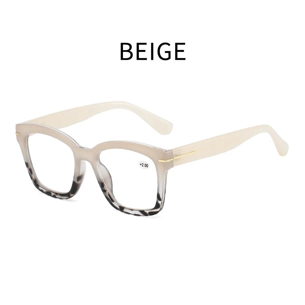 Men Women Fashion Retro HD Full Frame Reading Glasses Neutral Fashion New Luxury Oversized Frame Reading Presbyopia Glasses +4.0