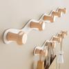 Creative Wave Iron Hook Row Hook No Punch Wooden Hanger INS Simple Multi-functional Porch Bathroom Coat Hook