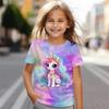 Girls' 3D Unicorn Tee Shirts Short Sleeve 3D Print Summer Active Fashion Cute Polyester Kids 3-12 Years Crew Neck Outdoor