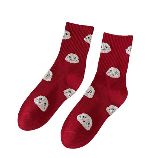 Красные носки с китайским новым годом, мультяшные носки с изображением знака зодиака «Змея», год удачи, теплые хлопковые носки для повседневной носки осень-зима