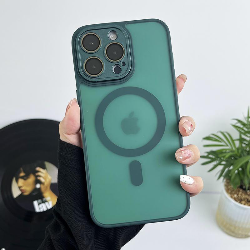 Матовый магнитный прозрачный ультратонкий чехол для iPhone 11 12 13 14 15 16 Pro Max с беспроводной зарядкой Magsafe и пленкой для объектива