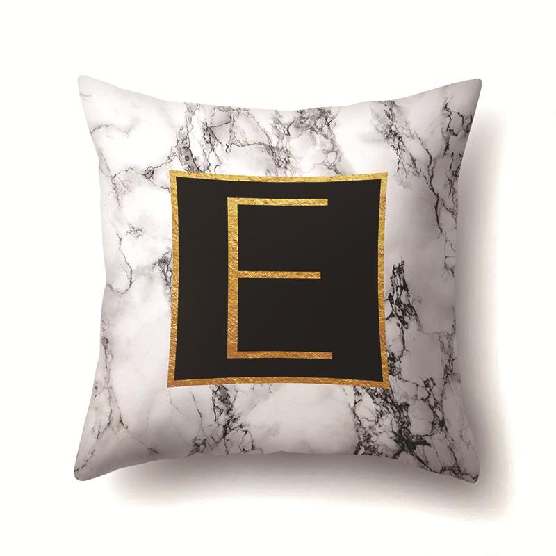 Полиэстеровая наволочка Домашняя Принт Мрамор Черный Золотой Наволочка 26 Английских Букв Наволочка