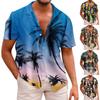 Summer New Men's Printed Slim Fit Shirt Large Fashion Casual Short Sleeve Shirt Men