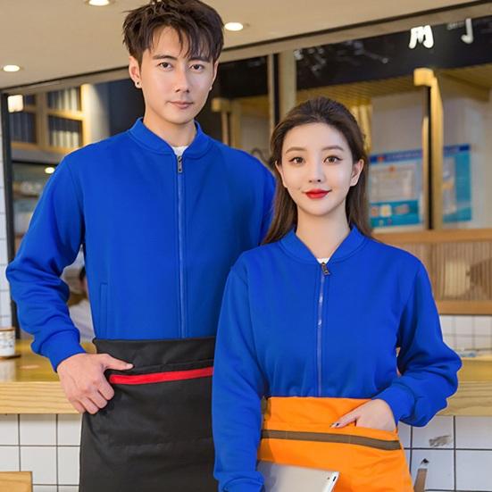 Unisex Coat Stand Collar Zip-up Carrdiagn Long Sleeves Elastic Cuff Hem Pure Color with Pocket Gym