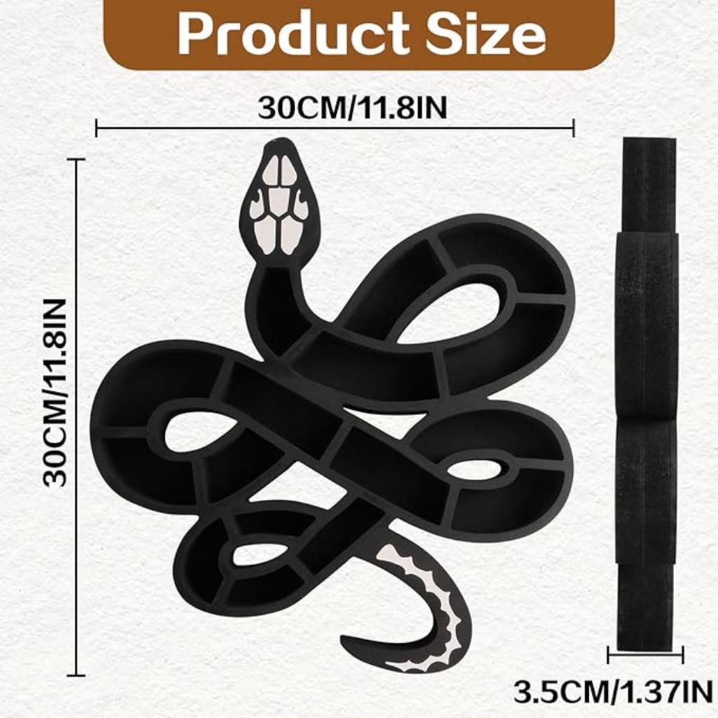 Wooden Floating Shelf Snake Design Unique Room Decor Crystal & Rock Display Shelf, Floating Wall Shelves for Rocks, Crystals, Oils, Stones, Plants