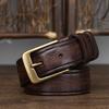 3.3Cm Wide Retro Laser Engraved Pattern Belt For Men'S Genuine Leather Pure Cowhide Copper Buckle Belt For Women
