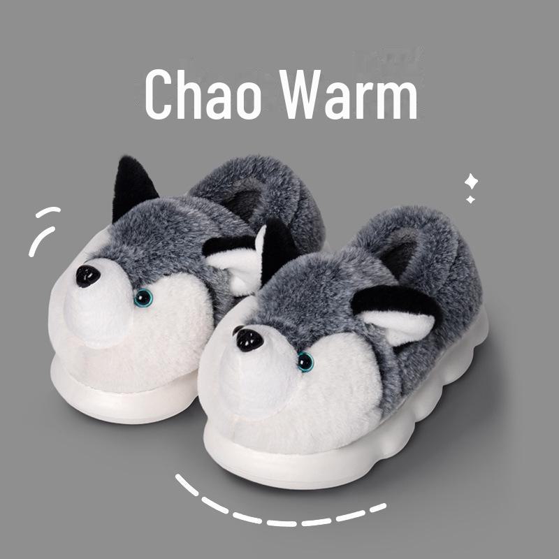 Men's Husky Plush Cotton Slippers: Warm, Cozy Indoor Winter Footwear for Couples