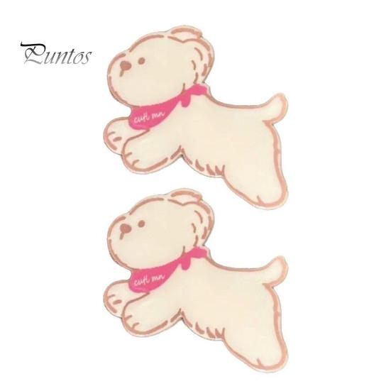 Girl Hairpin 2Pcs Acrylic Color Matching Puppy Shape Hair Lightweight Clips Side Bang Pins Styling Accessories Contrasting Scarf