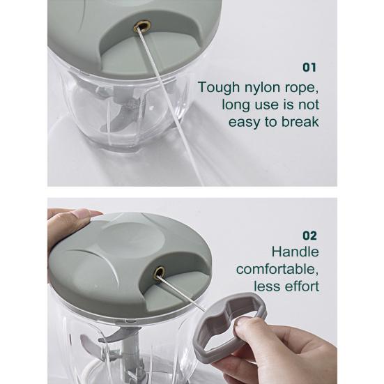 500/900 мл мешалка для чеснока, ручной кухонный комбайн, измельчитель овощей, ручная веревка, резак для лука для овощей, фруктов, орехов, трав, легко очищаемый кухонный инструмент