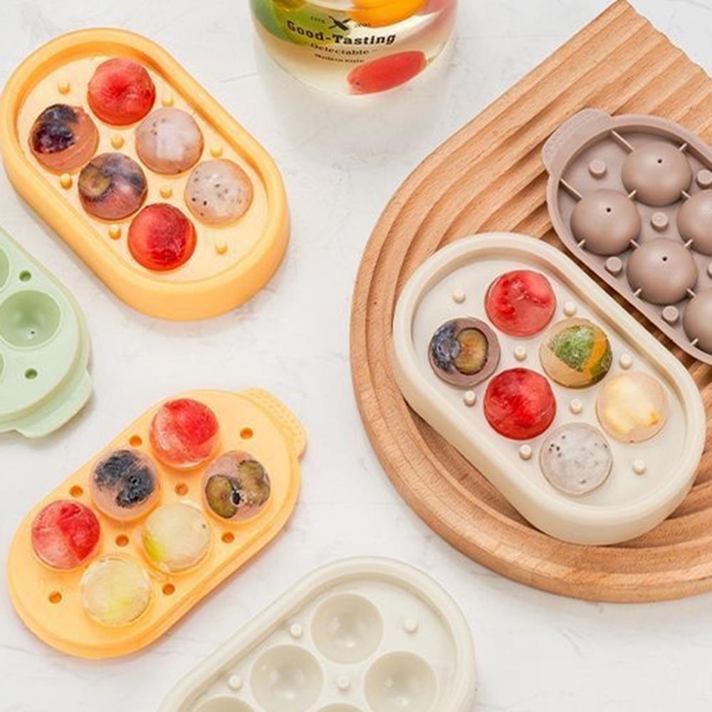 1PC Six Ice Cube Mold Silica Gel Ice Lattice Home Frozen Ball Ice Box No Leakage Round Ice Cube Mold