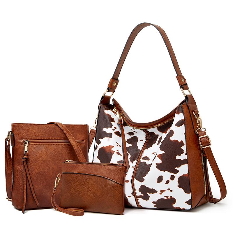 2022 Женский комплект сумок из искусственной кожи: Трио сумок через плечо и наплечная сумка в европейском и американском стиле