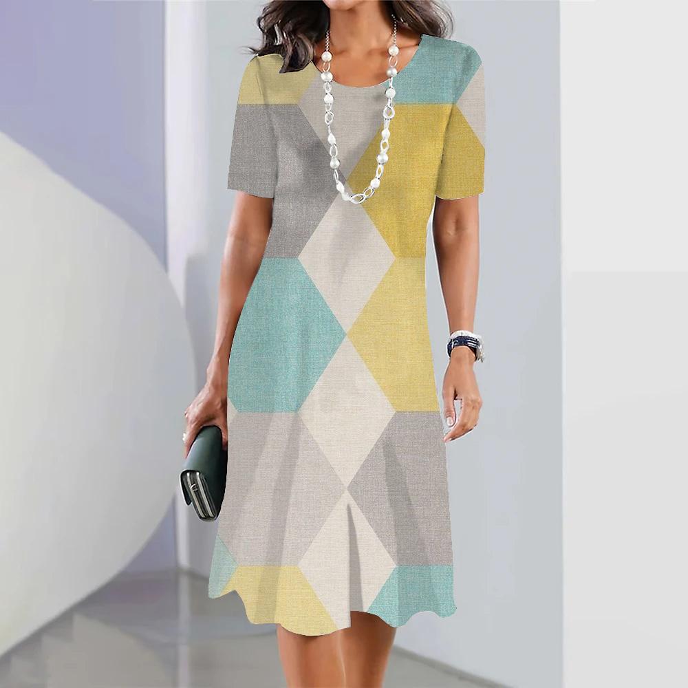 Летнее женское длинное платье с круглым вырезом, длинное платье для женщин, повседневное платье для отдыха на пляже с коротким рукавом, элегантное свободное платье