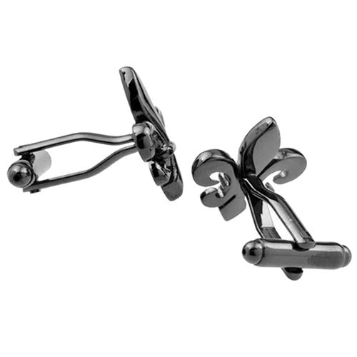 Черные запонки Fleur de Lis Lily Crest Запонки Запонки n00911