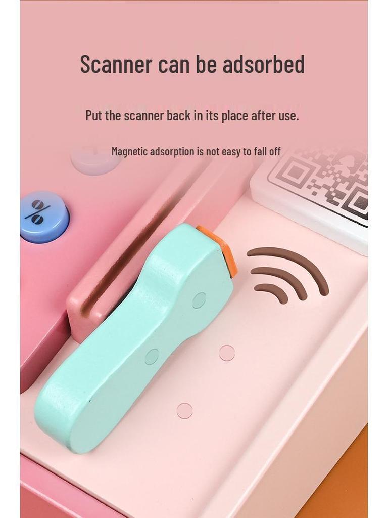 Деревянная игровая касса с монетами и считывателем карт - Когнитивная обучающая игрушка для детей