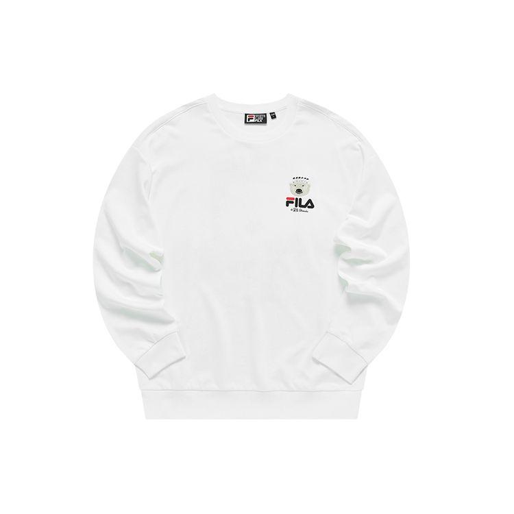 Fila Спортивная толстовка с круглым вырезом X Pepe Shimada с мультяшным принтом, мужские топы, стандартный белый F11M133297F-WT