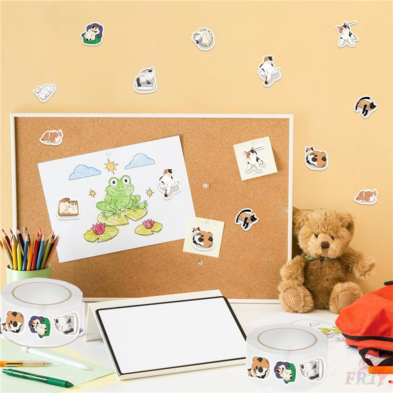 500 шт./рулон Q Lazy Cats Kids Rewards Наклейки - DIY Scrapbooks Декор Альбом Запечатывание Этикетки Наклейки