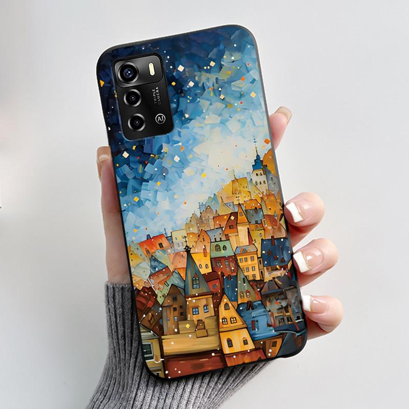 Casing For ZTE Blade A72 4G V40 Vita Phone Case Shell Aesthetic Cute Cat Astronaut Fashion Matte Black Protective Soft TPU Cover