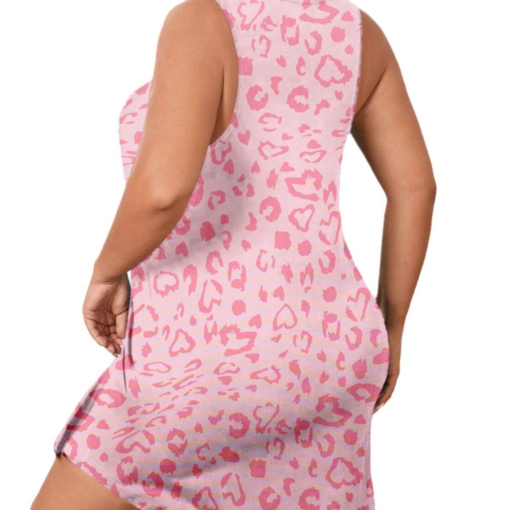 Plus Size Nightgown Sleeveless Women's Tie-Dye Printed Tank Top Nightgowns