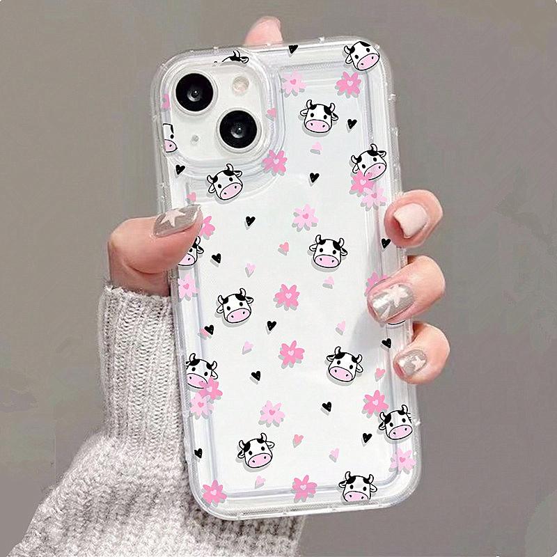 Ins Cute Cartoon Flowers Print Clear Case For Samsung A54 5g Case S24 Ultra A32 A52 A34 5g A53 A23 A55 S23 S22 S20 S21 FE Cover