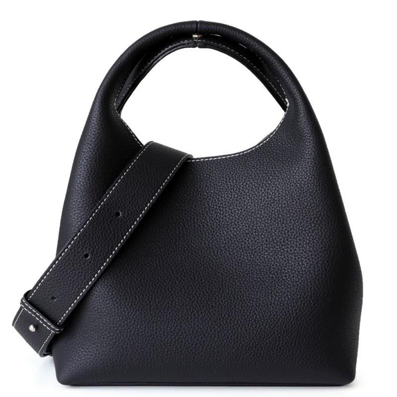 Genuine Leather Bucket Bag Women Soft Top-Grain Cowhide Shoulder Handbag Multi-Color Stitched Design Urban Chic Daily Use